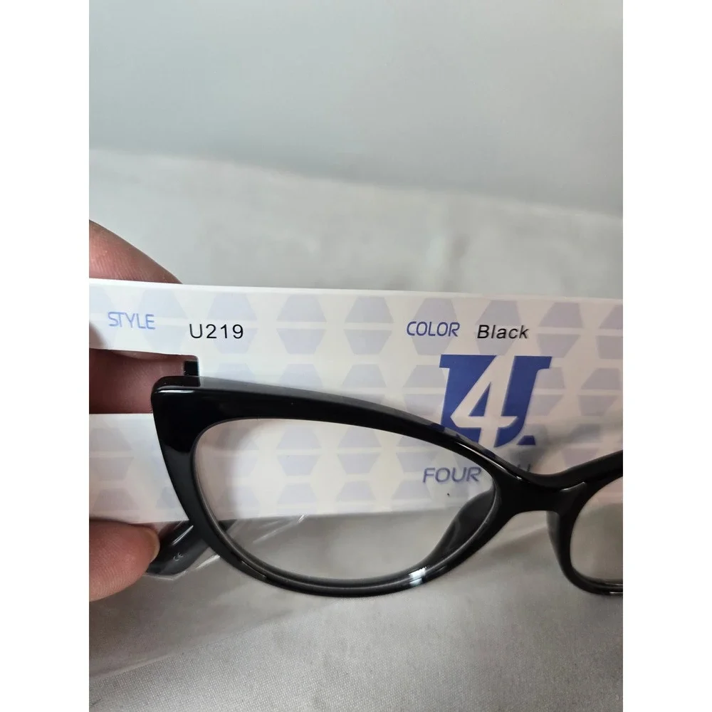 Four You U219 Black Cat Eye Eyeglass Frames Women 52-16-145 Sturdy Glasses